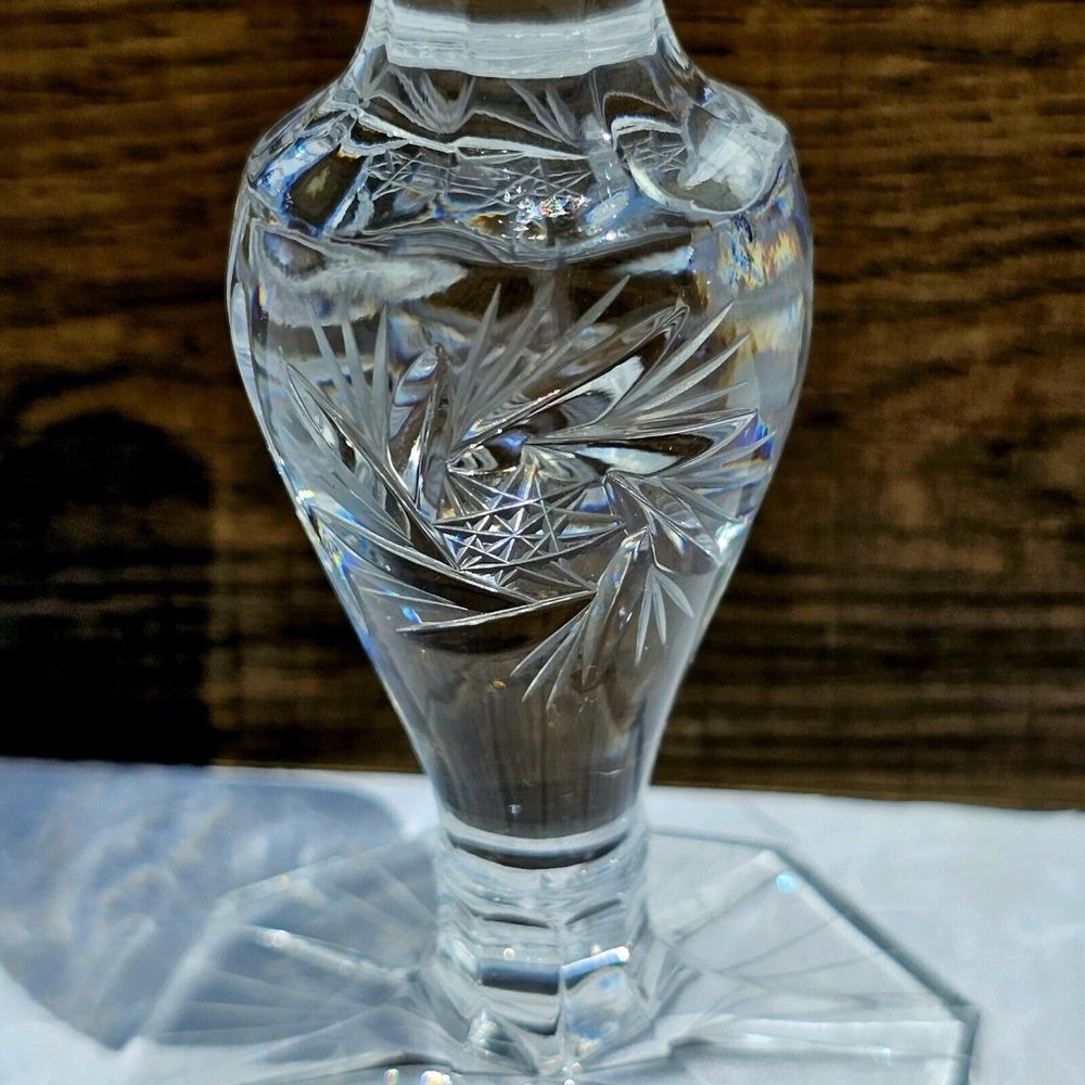 American Cut Crystal Eleanor Candlestick Candleholder stars American Brilliant - Picture 5 of 9